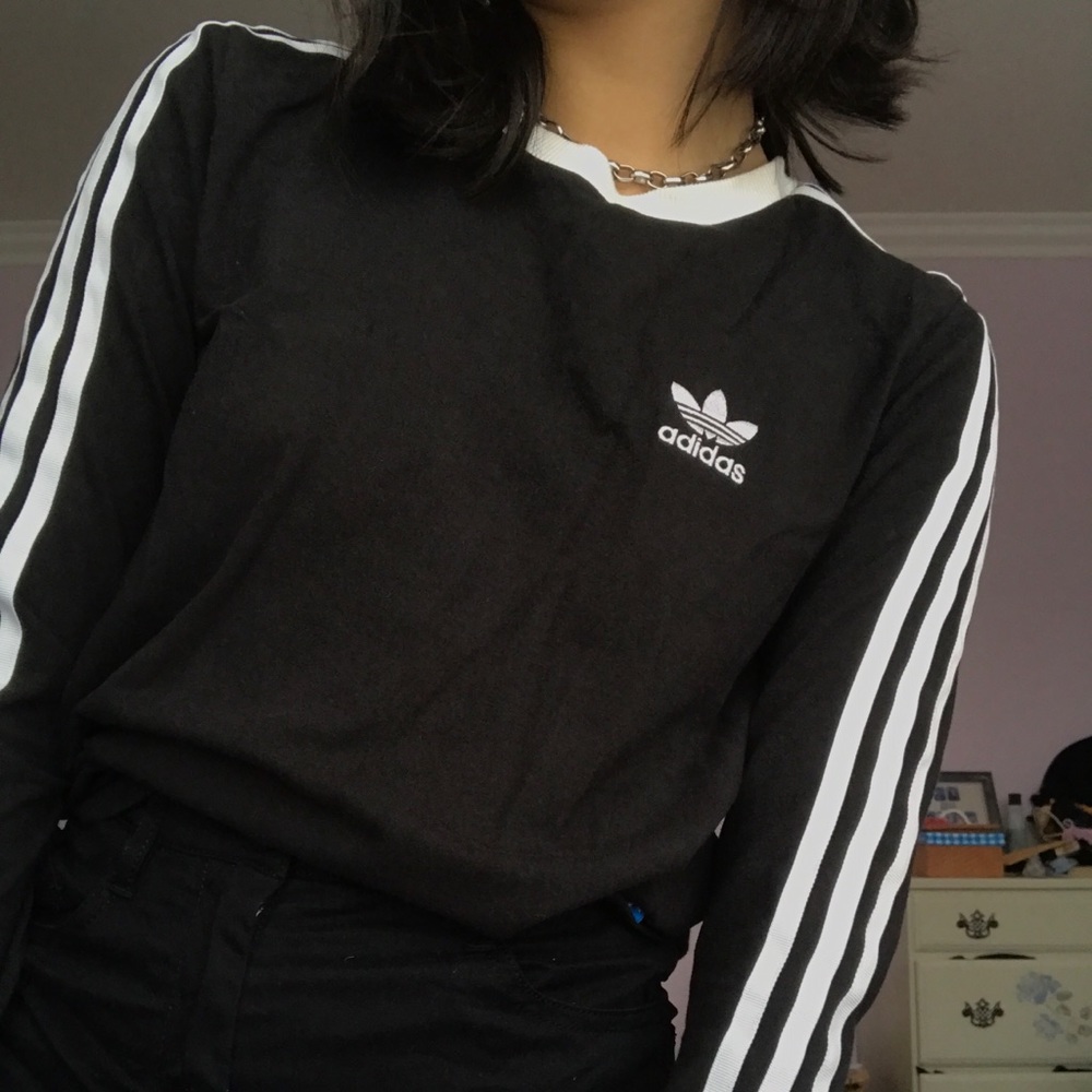 SOLD Adidas Black Three Stripes Long Sleeve Tee